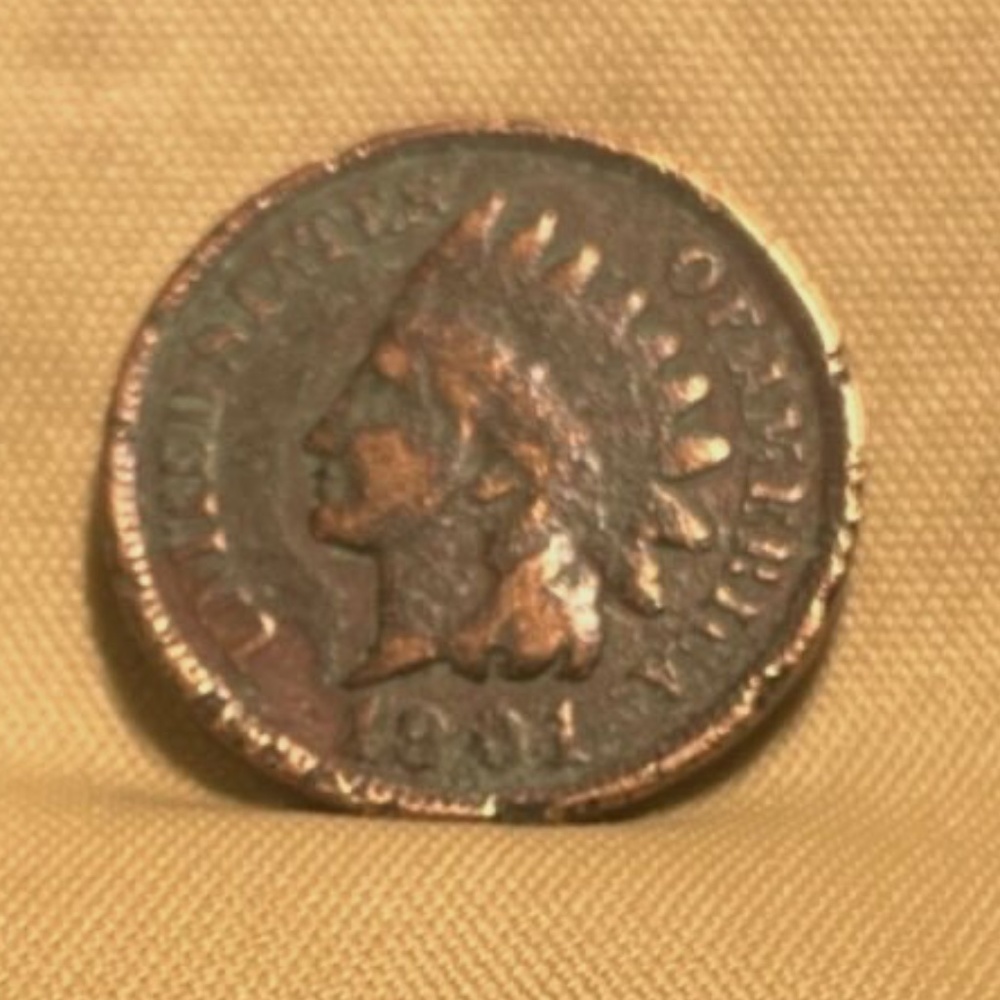 1901 Rare Old Antique Indian Head Penny Liberty Cent  Coin Green Copper Tone
